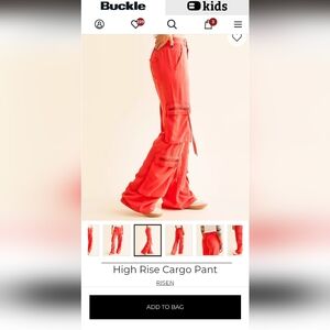 Buckle Women's Vibrant Red Wide Leg Cargo Pants